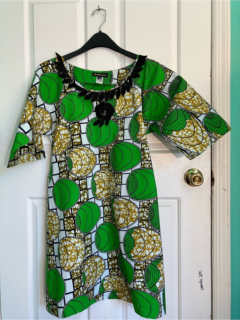 Lenelah Couture Green & Gold Printed Dress